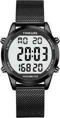 Men's Pedometer Watch with Stainless Steel Bracelet TU-2306B - No App