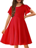 Girl's Summer Ruffle Swing Midi Sundress with Pockets - Twirly Comfort