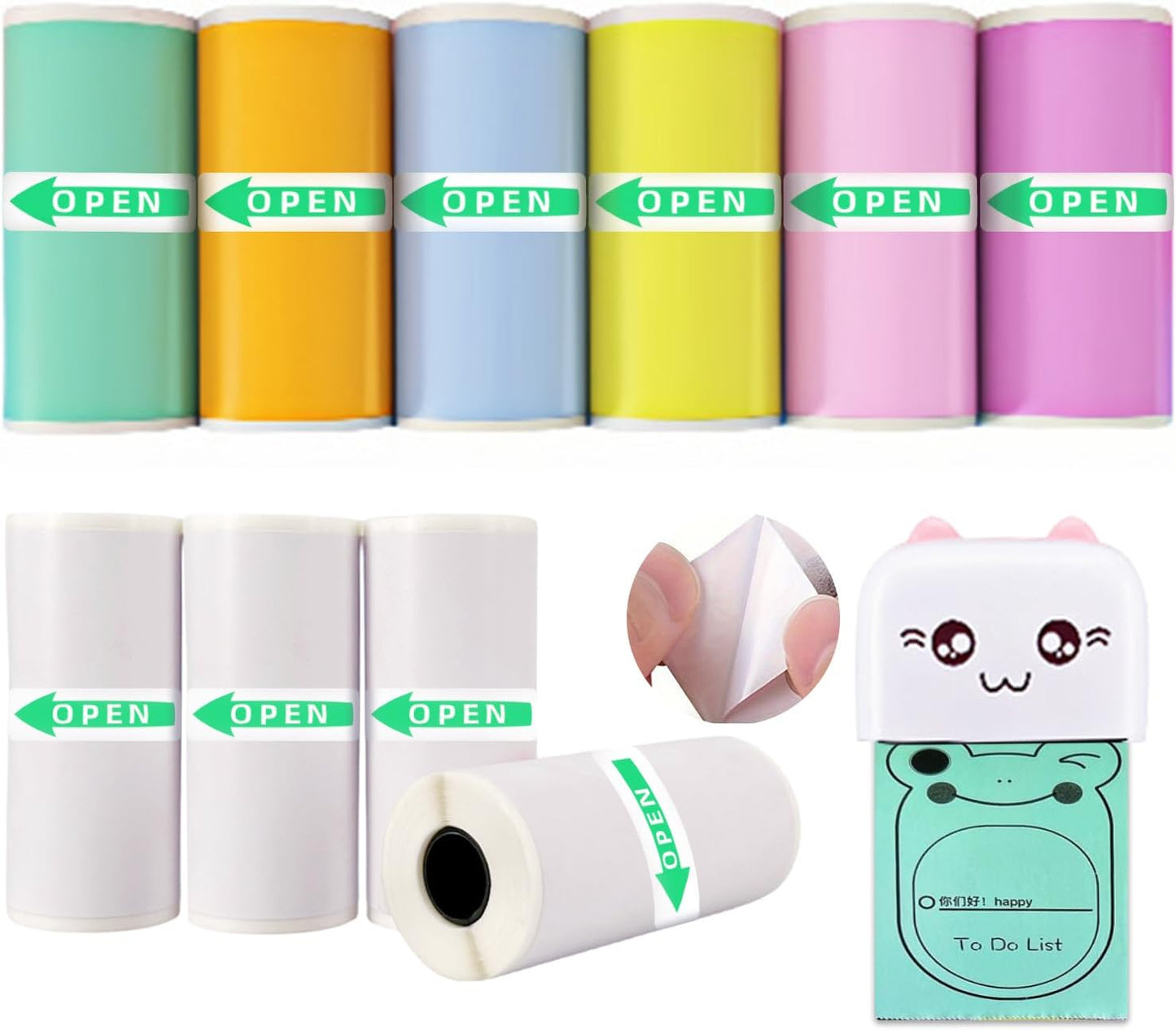 Colorful Self-Adhesive Mini Sticker Rolls for Study & DIY