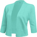 AAMILIFE Womens 3/4 Sleeve Cropped Cardigan - Lightweight Waist-Length