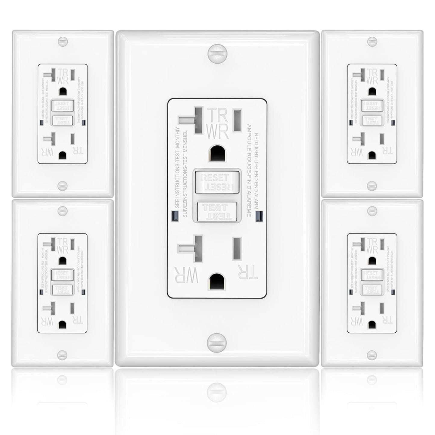 GFCI Outlet Pack of 5 - Weather Resistant & Tamper Proof Design