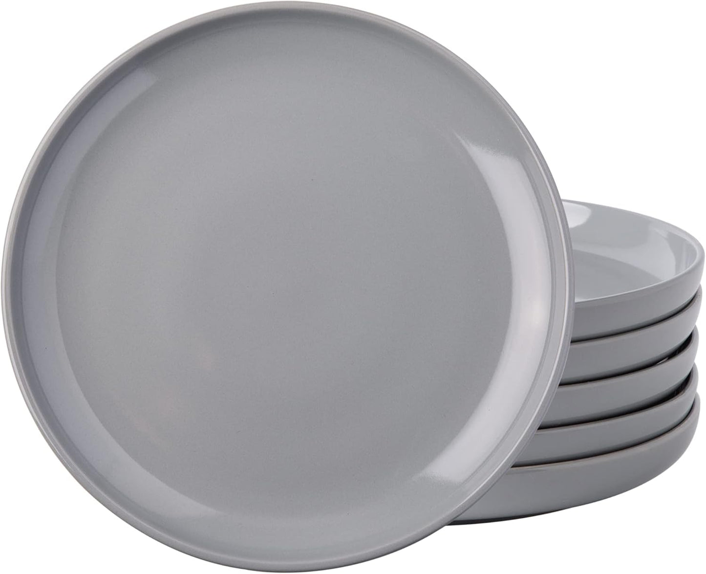 AmorArc Ceramic Dinner Plates Set of 6 - 10.5 inch Grey Plates