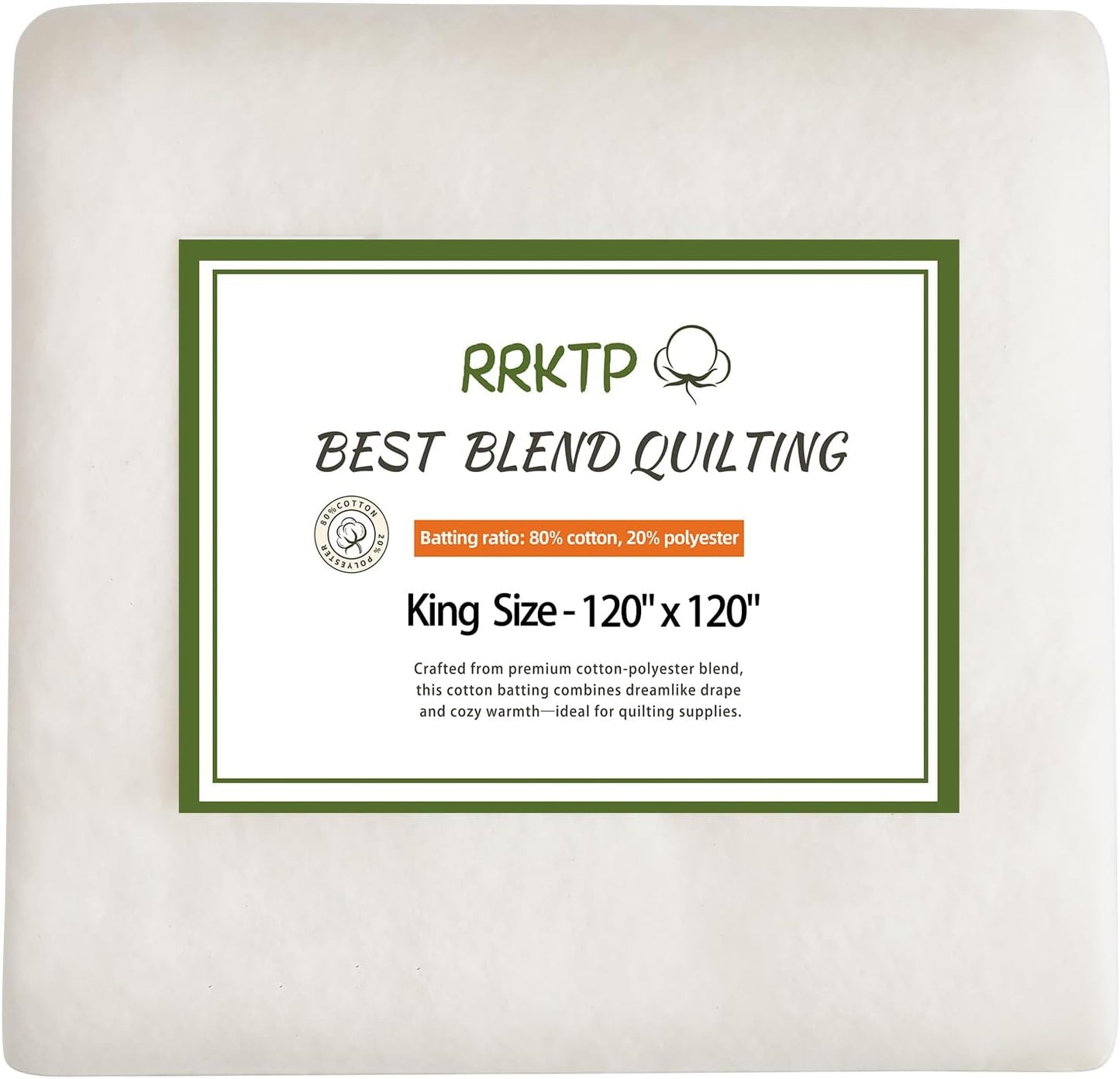 Quilt Batting King Size 120in x 120in for All Season Crafting