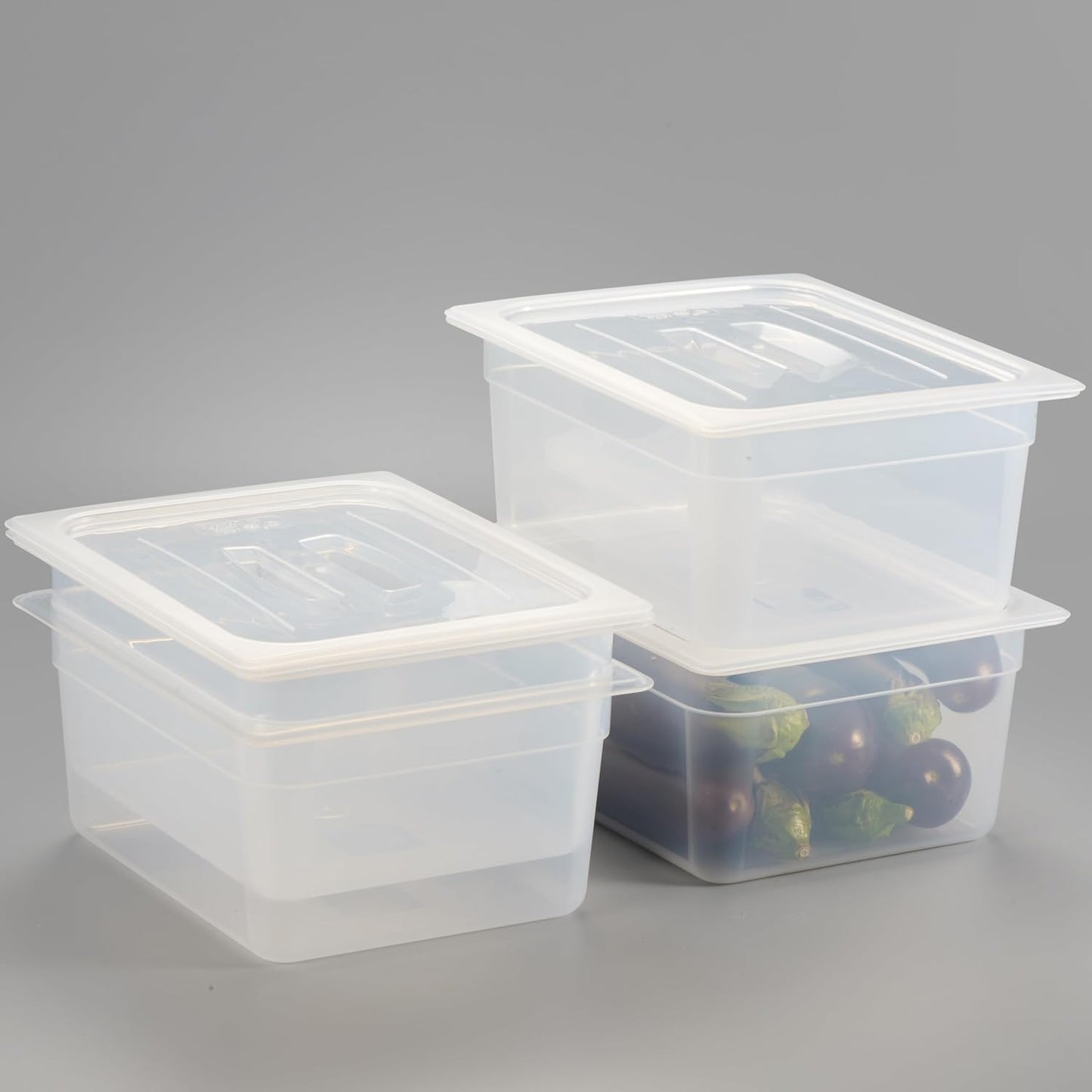CURTA 4-Pack 6in Deep Food Pan with Handled Lid for Storage