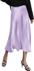 Zeagoo High Waist Satin Midi Skirt - Elegant Everyday Statement