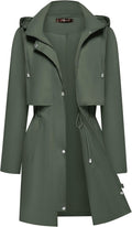 Bloggerlove Rain Jacket for Women Waterproof Hooded Trench Coat