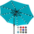 Solar LED Patio Umbrella 9FT Turquoise - Lighted, Wind Resistant