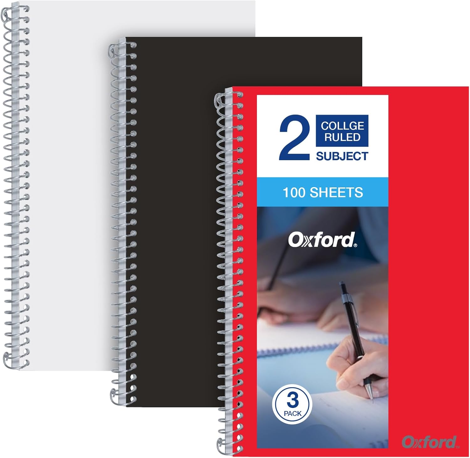 3-Pack Oxford Two Subject Notebooks, College Ruled, Poly Cover, 6x9.5