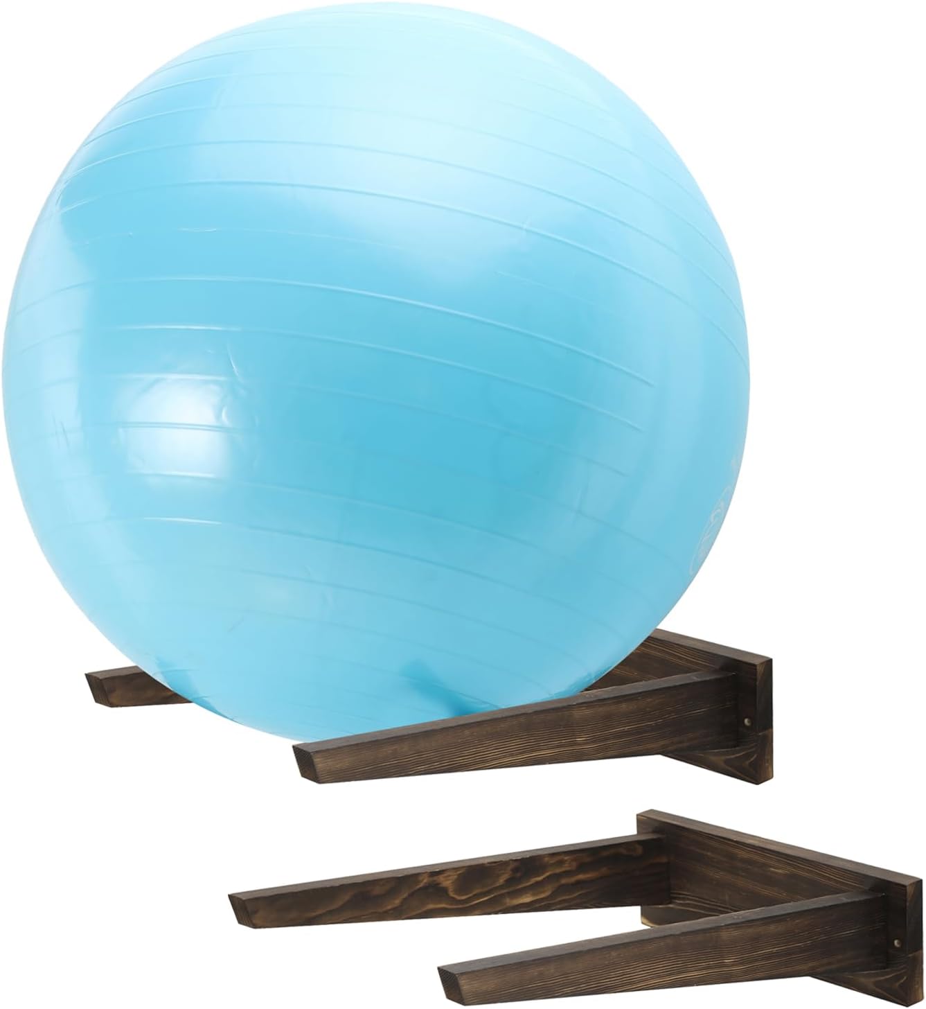 MyGift Rustic Solid Wood Stability Ball Holder Set