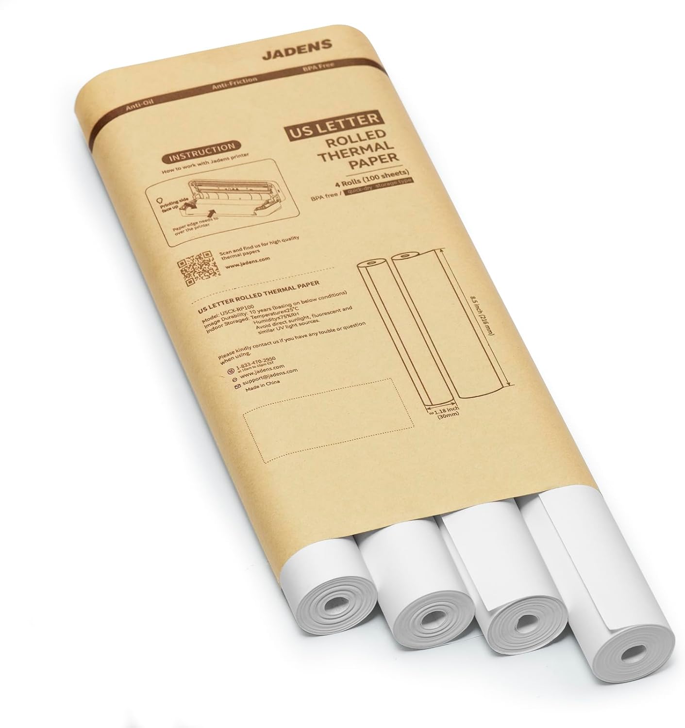 Quick-Dry Thermal Printer Paper 4 Rolls