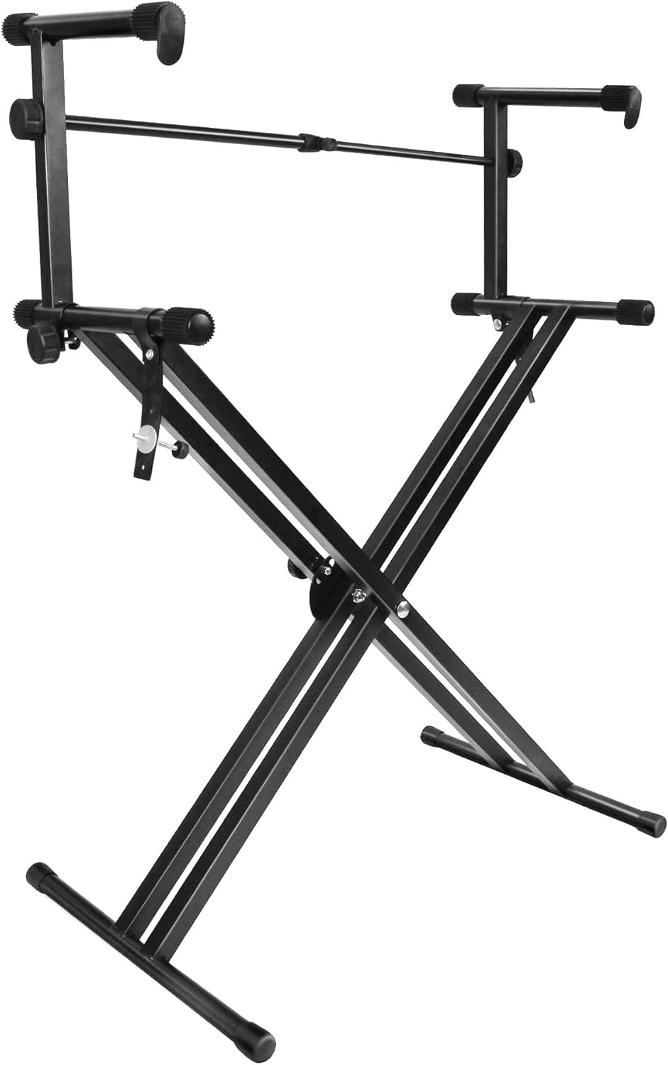 Portable Two-Tier Keyboard Stand with Locking Straps - Secure Setup!