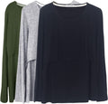 3-Pack Nursing Tops Long Sleeve for Women - Soft Rayon Nursing Tees