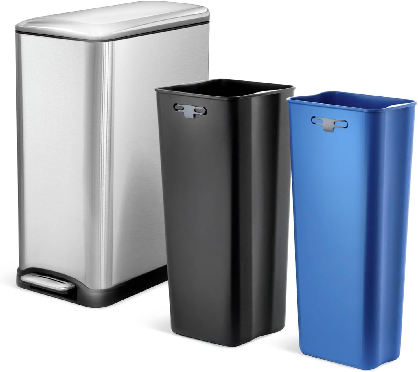 Home Zone Living 13 Gallon Slim Kitchen Trash Can for Recycling