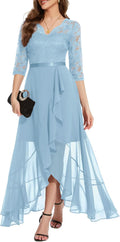 Womens V-Neck Hi-Lo Lace Dress for Wedding Guest - Elegant