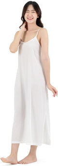 Cotton Full Slip Dress for Women - Adjustable Spaghetti Strap Comfort