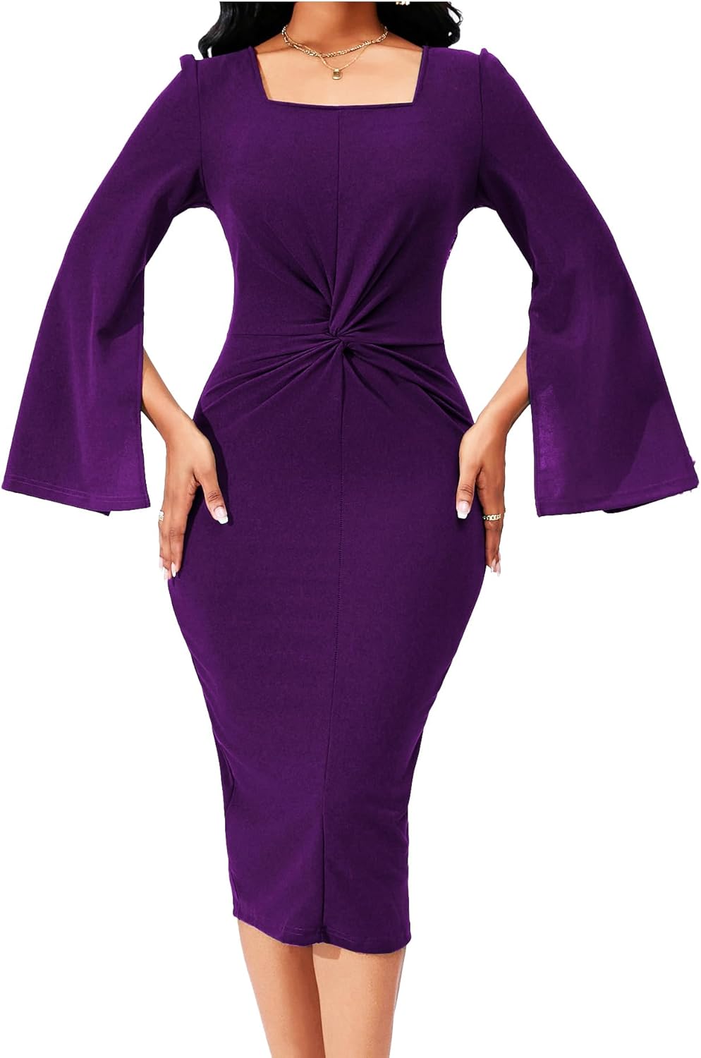 Elegant Dresses for Women with Long Ruffles Sleeve Design