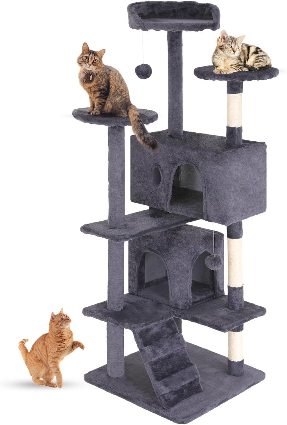 FDW Cat Tree 54in Multi-Level Cat Tower for Indoor Cats