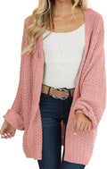 Maroway Womens Cardigan Solid Color Long Sleeve Open Front - Cozy