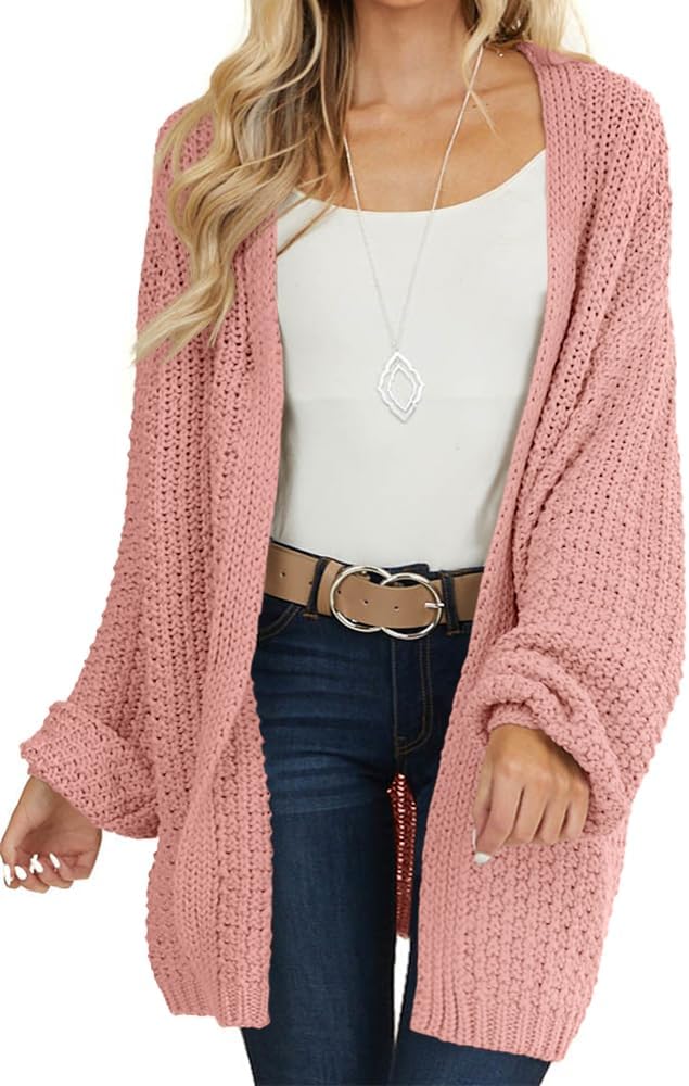 Maroway Womens Cardigan: Stylish Open Front Chunky Knit Sweater