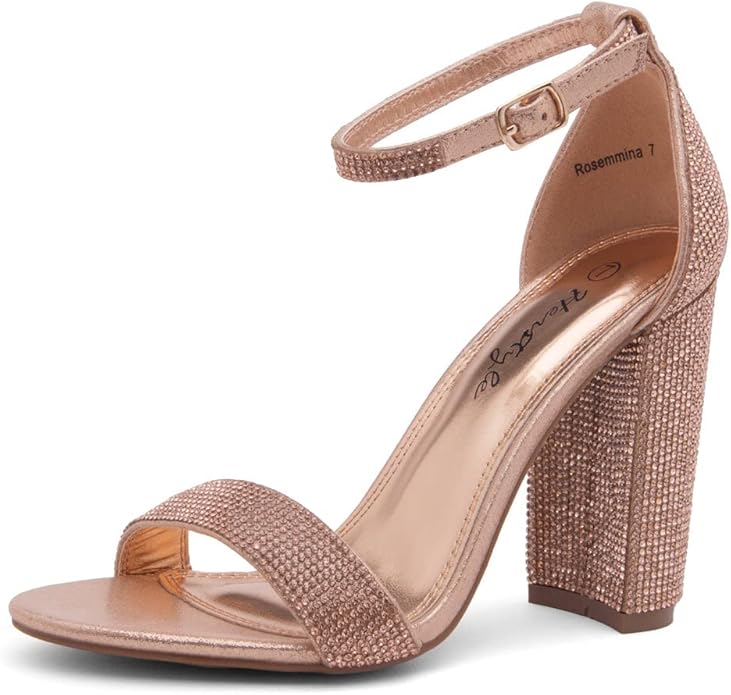 Herstyle Womens Rosemmina Open Toe Ankle Strap Chunky Block Heels