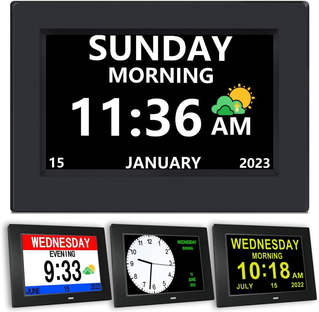 DST Digital Clock with Date and Day of Week for Elderly Needs