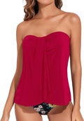 Two Piece Tankini Swimsuit - Flattering Flyaway Halter Bandeau