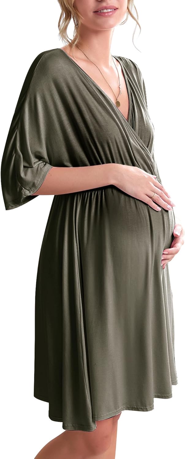 Ekouaer 3 in 1 Labor Delivery Hospital Gown for Nursing Moms