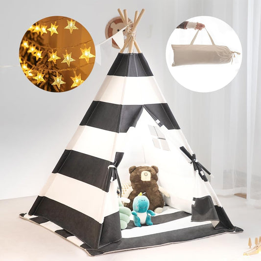 Portable Kids Teepee Tent with Lights & Mat by xiaowantong