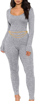Women's Sexy Long Sleeve Bodycon Jumpsuit - Slim Club Romper