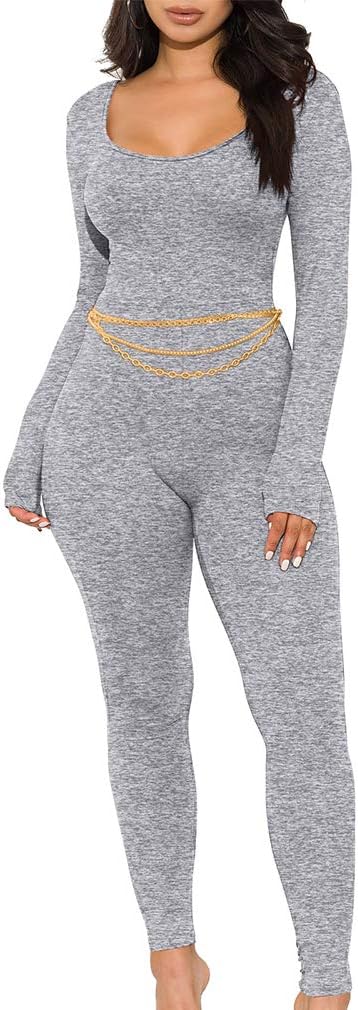 GOKATOSAU Women's Sexy Long Sleeve Bodycon Rompers for Clubs