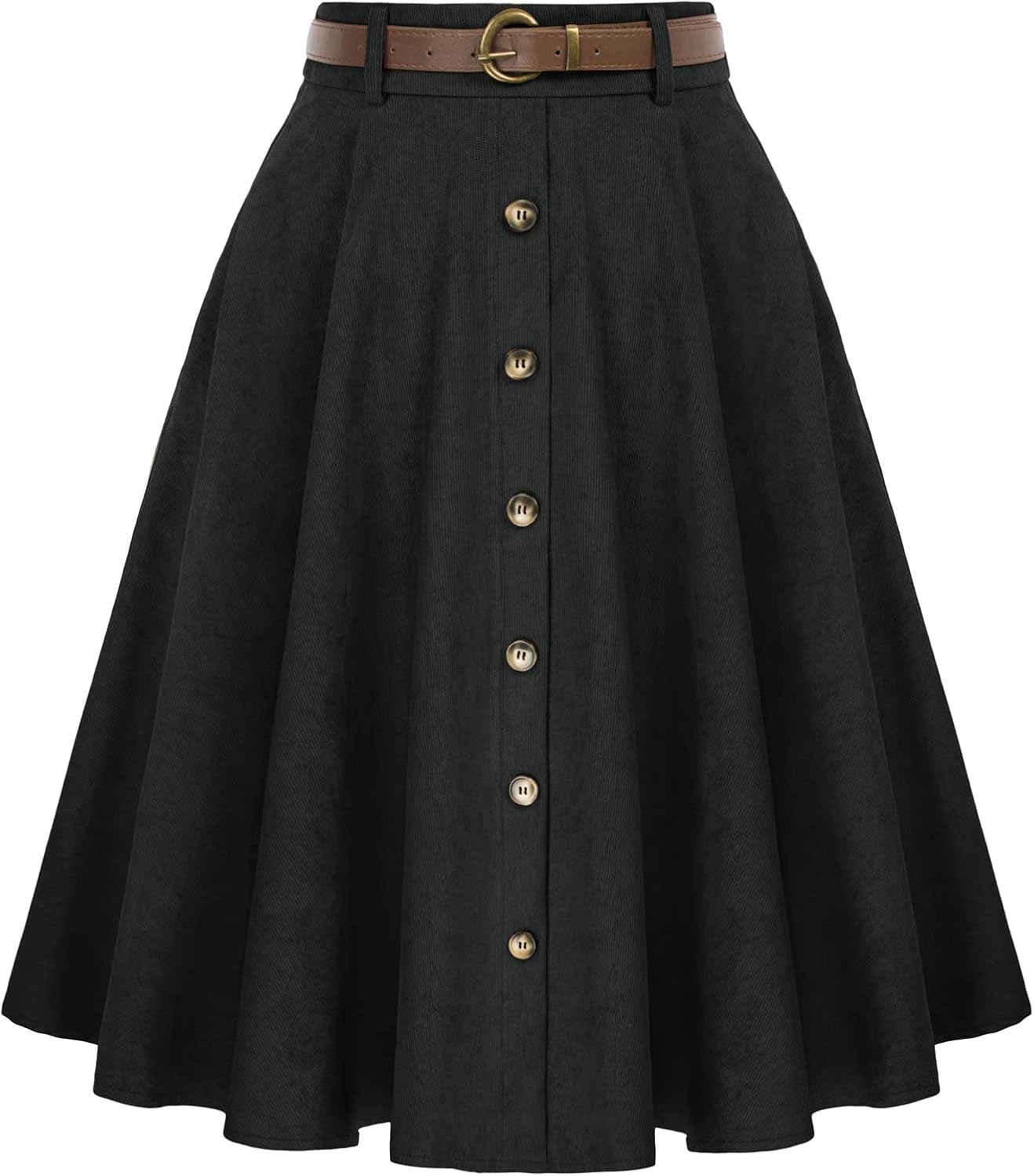 Belle Poque Women's Vintage High Waist A-Line Midi Skirt