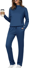 Womens Lounge Set Two Piece Tracksuit with Mock Neck - Cozy Fit