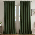 Green Velvet Curtains 84 in Length 2 Panels - Luxury Blackout Drapes
