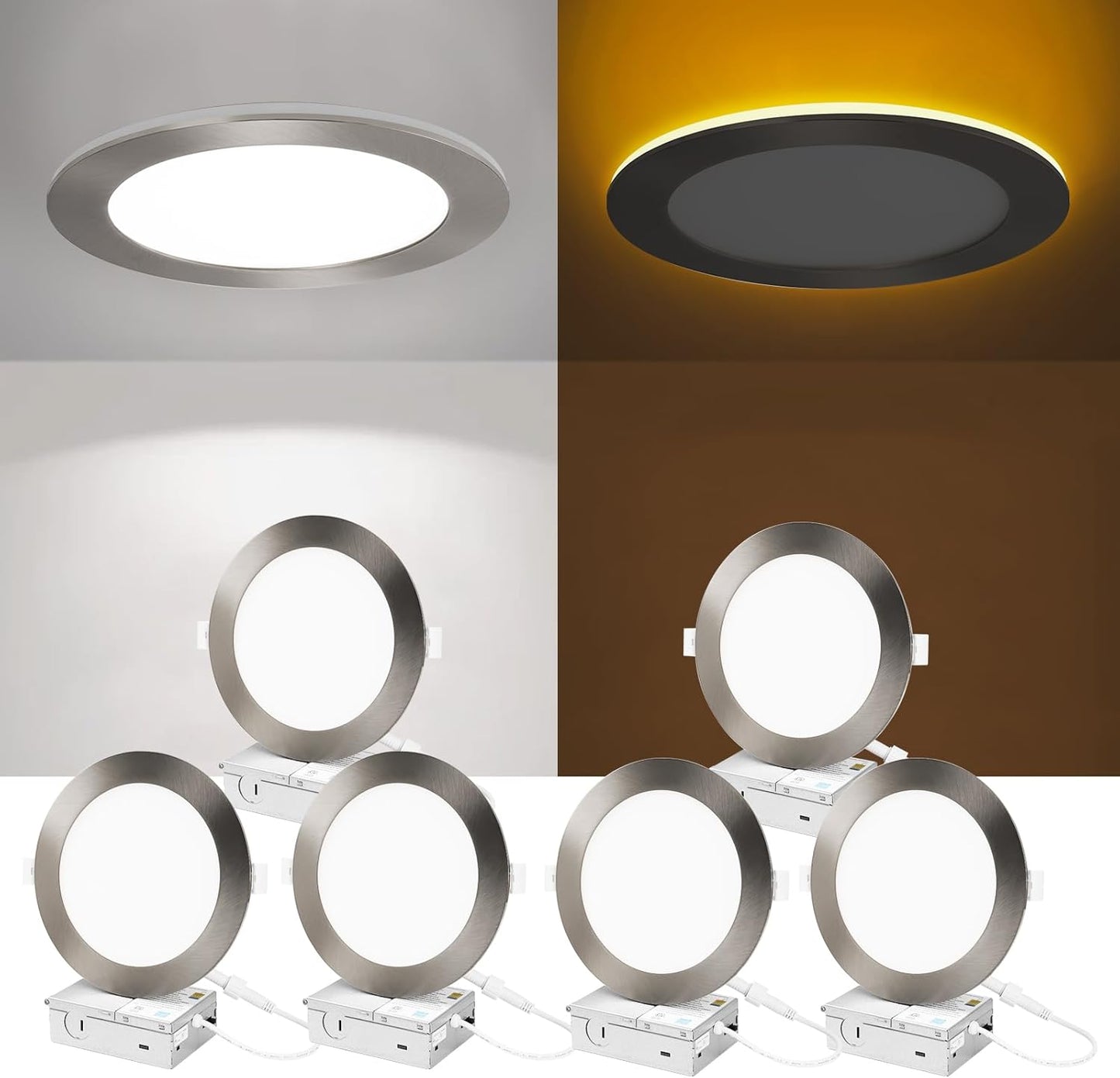 ZYC Recessed Lighting 6 Inch - 12W LED Downlight with Night Light