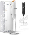 Milk Frother White Handheld - Fast 19000 rpm Foam Maker