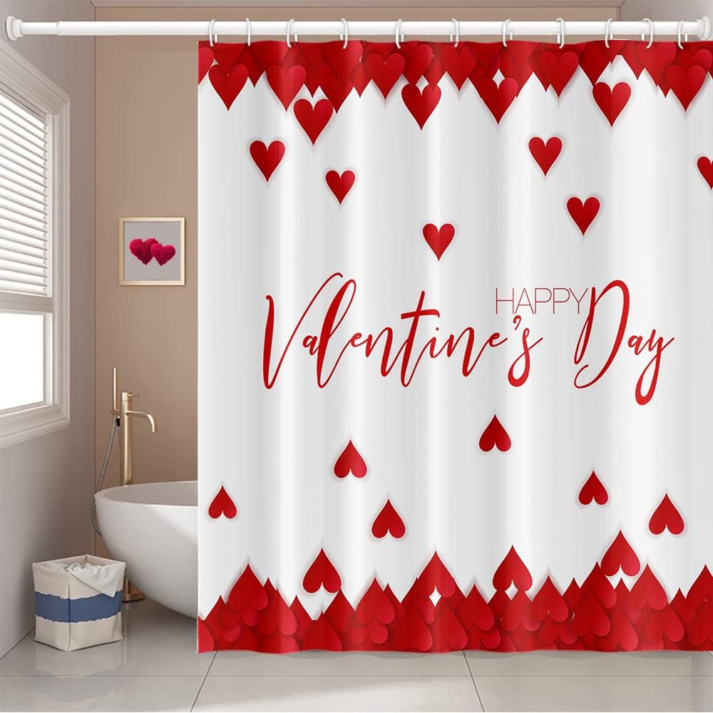Vintage Red Heart Shower Curtain - Festive Valentine's Day Style