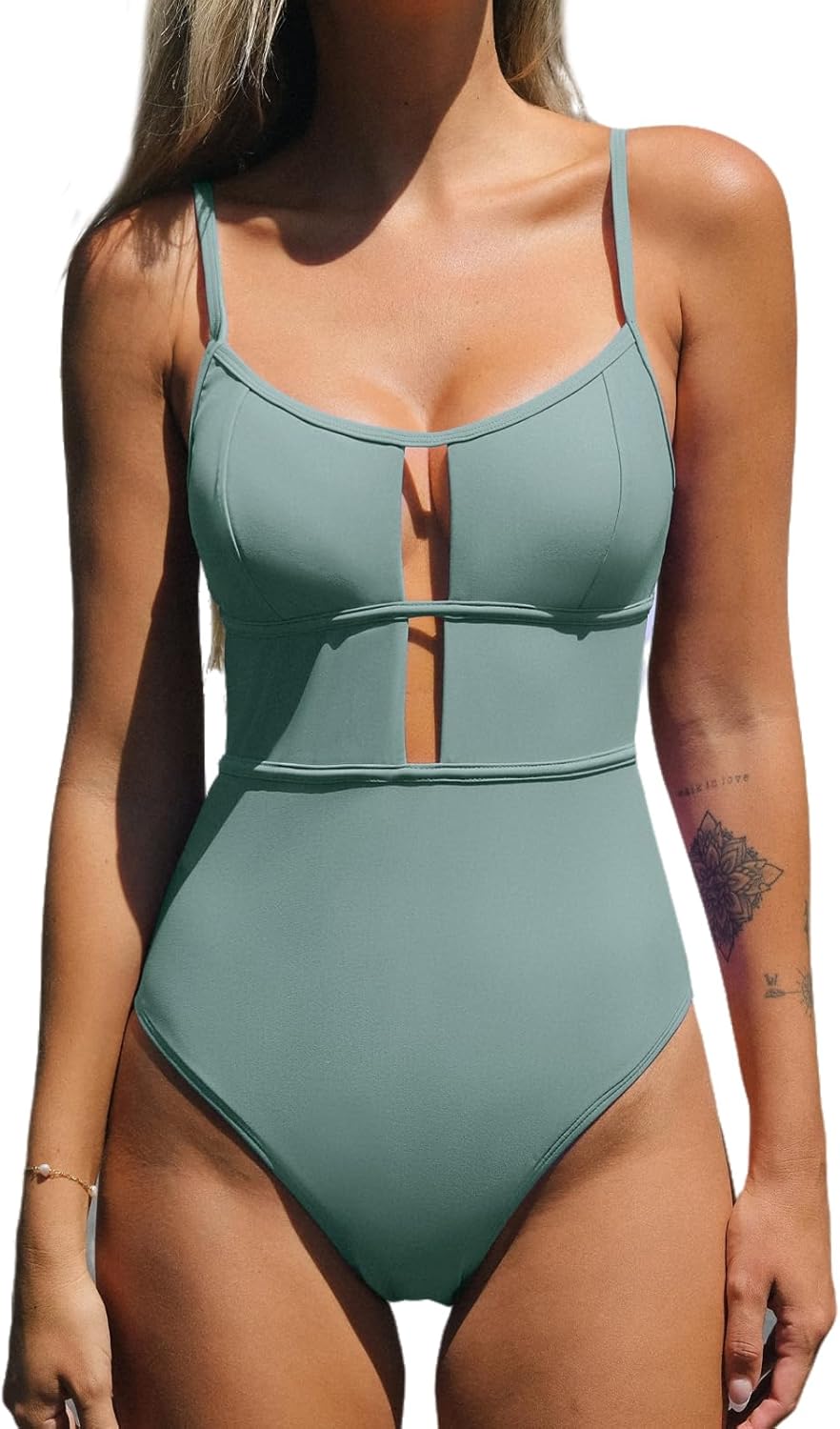 CUPSHE Women's One Piece Swimsuit with Scoop Neck and Cutout