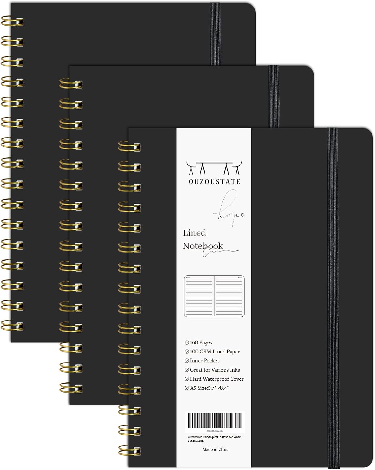 A5 Hardcover Spiral Notebooks x3 - Organized & Stylish!