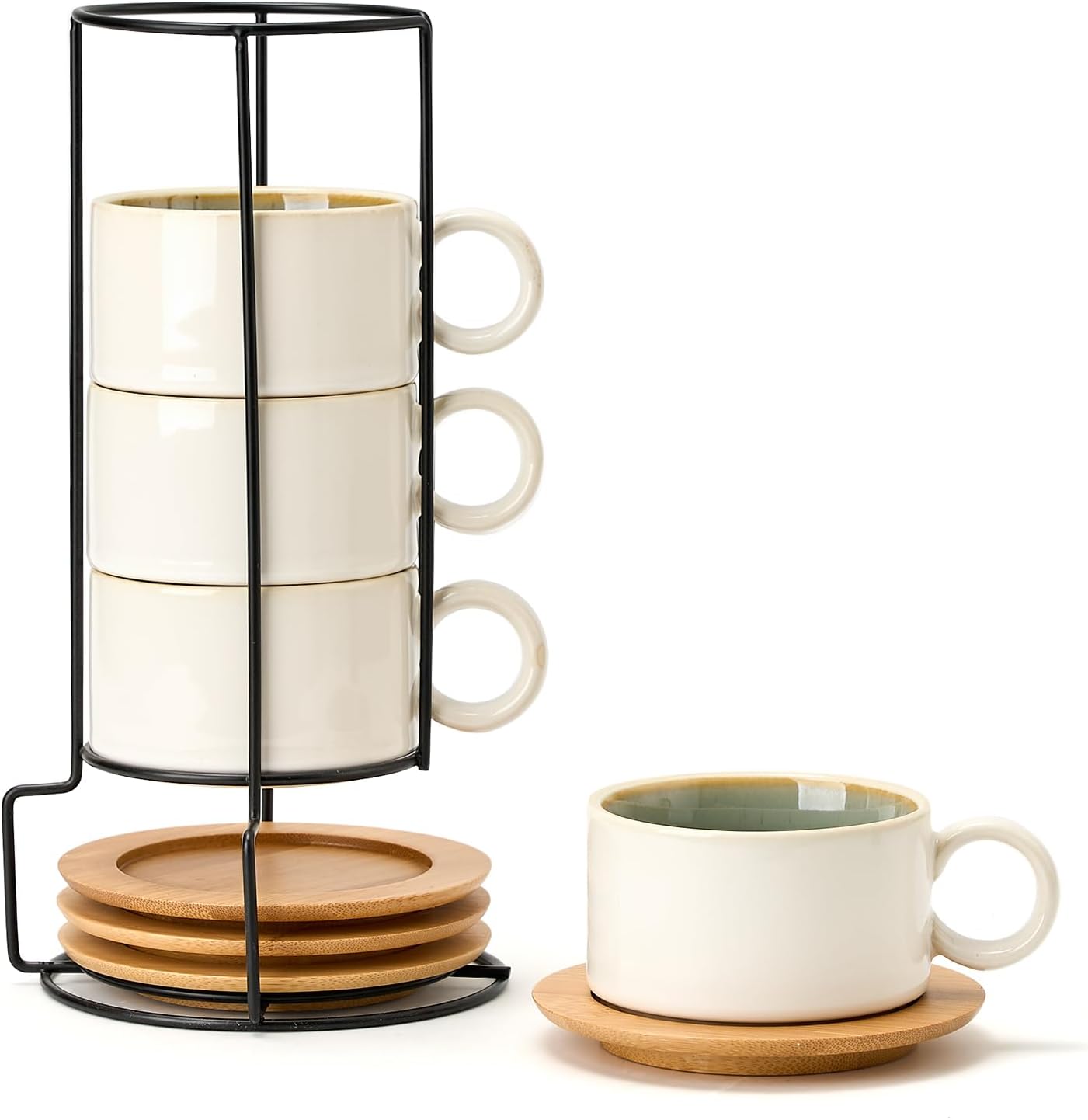 LUKA Porcelain Stackable Espresso Cups Set for Coffee Lovers
