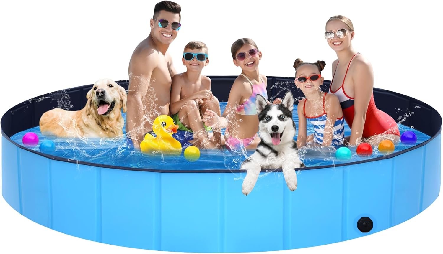 Extra Large Collapsible Dog Pool for Pets and Kids Fun