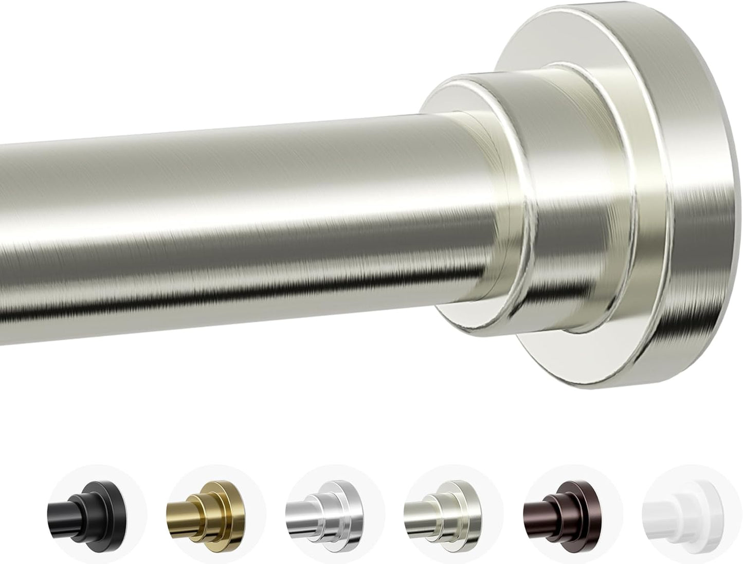 Adjustable Non-Slip Tension Shower Rod - No Drill, No Rust, Brushed Nickel