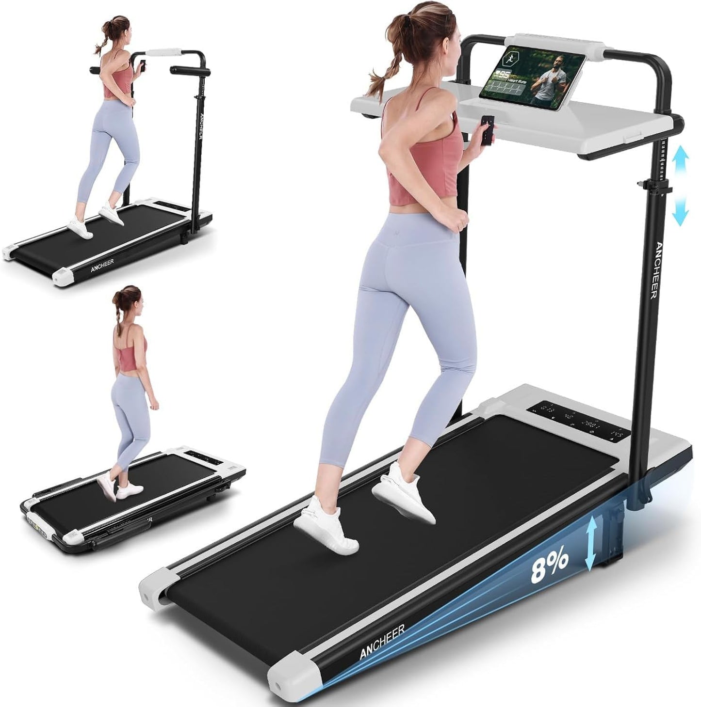 ANCHEER 3-in-1 Incline Treadmill - 300lbs Capacity!