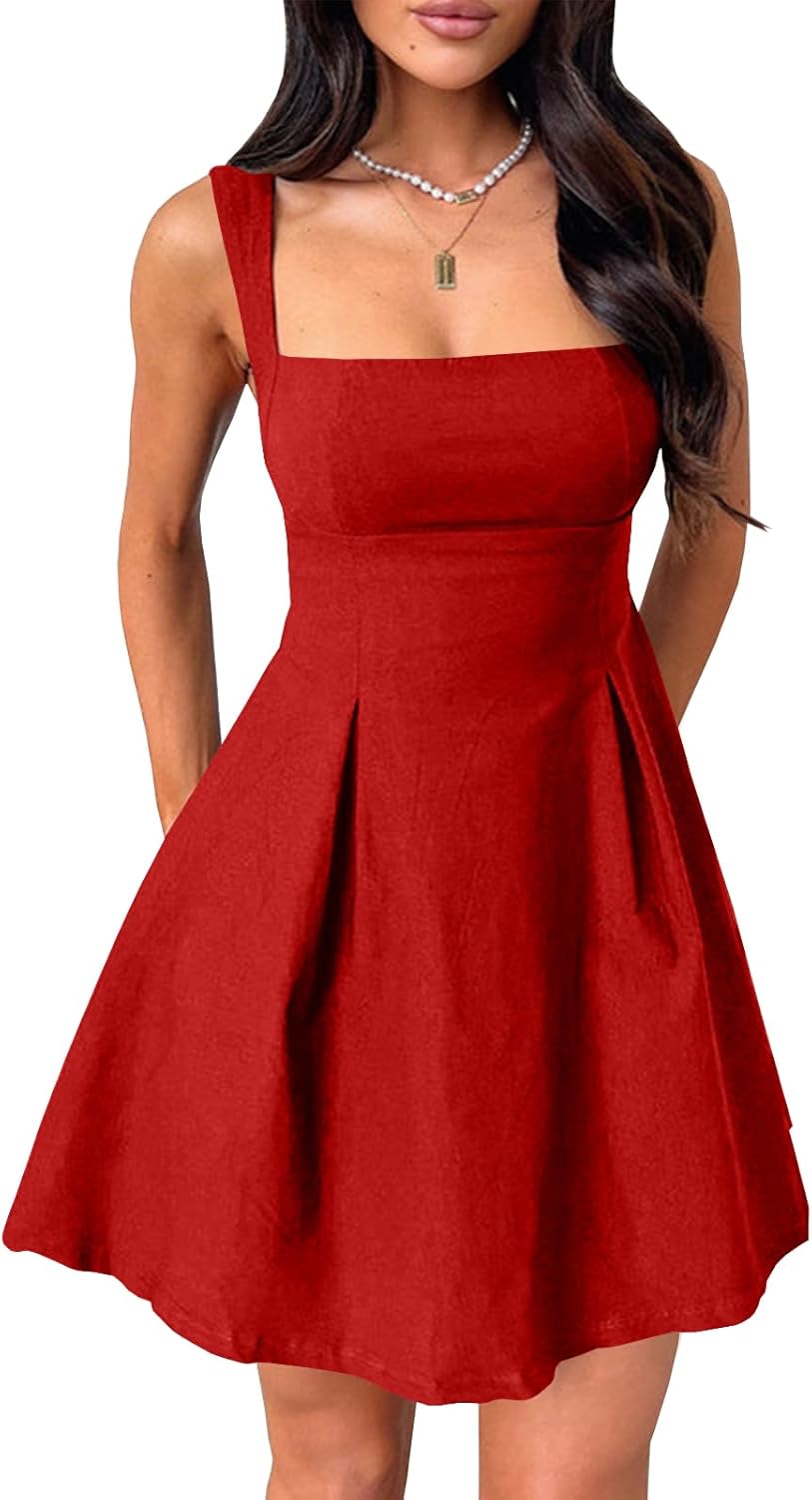 Womens 2025 Summer Square Neck Dress for Stylish Parties