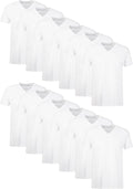 Men's V-Neck Cotton Moisture-Wicking White Tee Undershirts 12 Pack