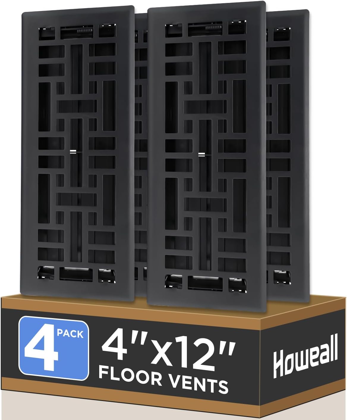 4x12 Inches Heavy Duty Walkable Floor Register - Matte Black
