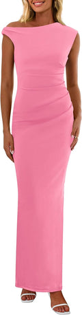 PRETTYGARDEN One Shoulder Maxi Dress - Flattering Summer Formal Fit