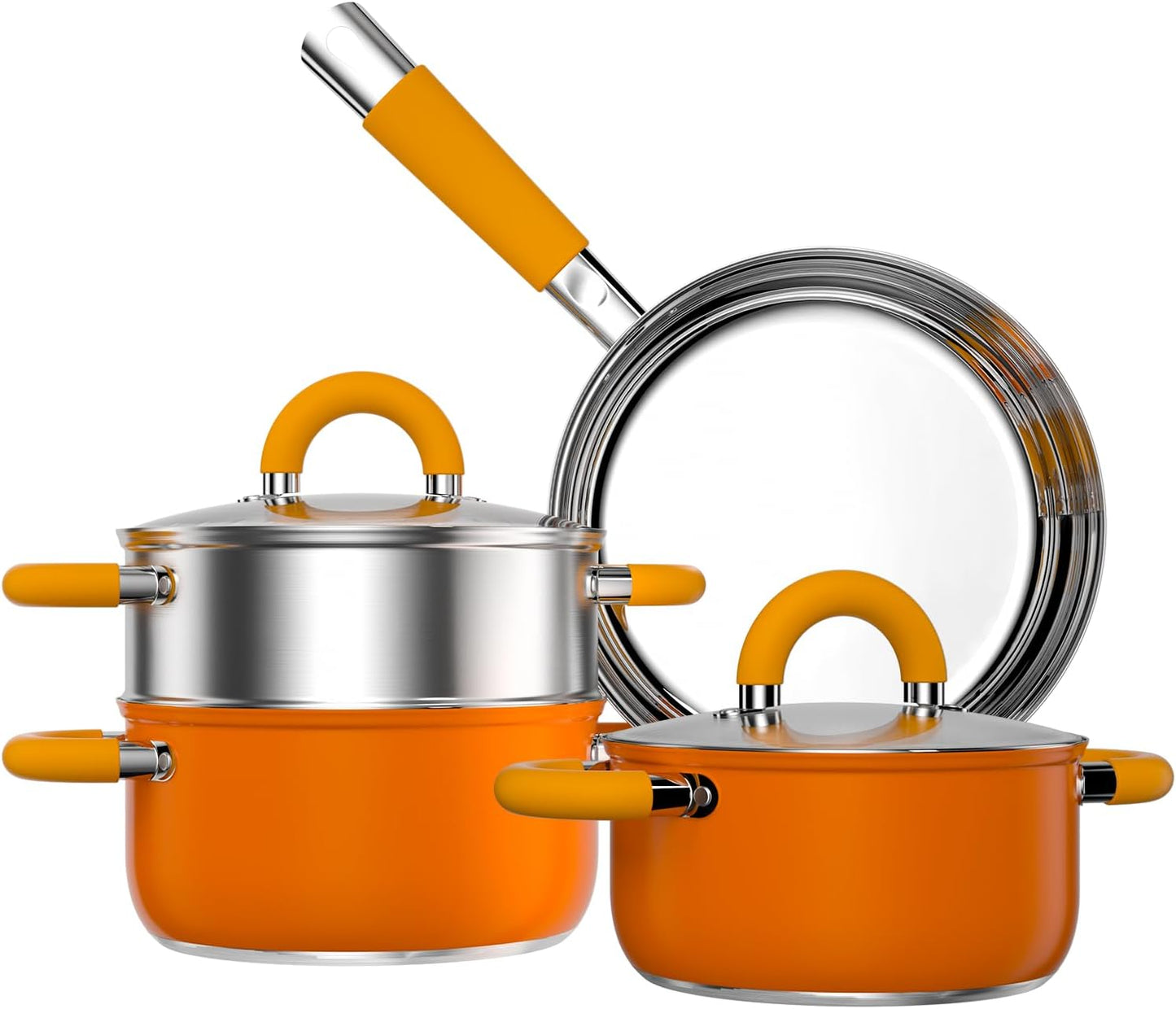 Stainless Steel Pots and Pans Set - 6 Piece Cookware Set