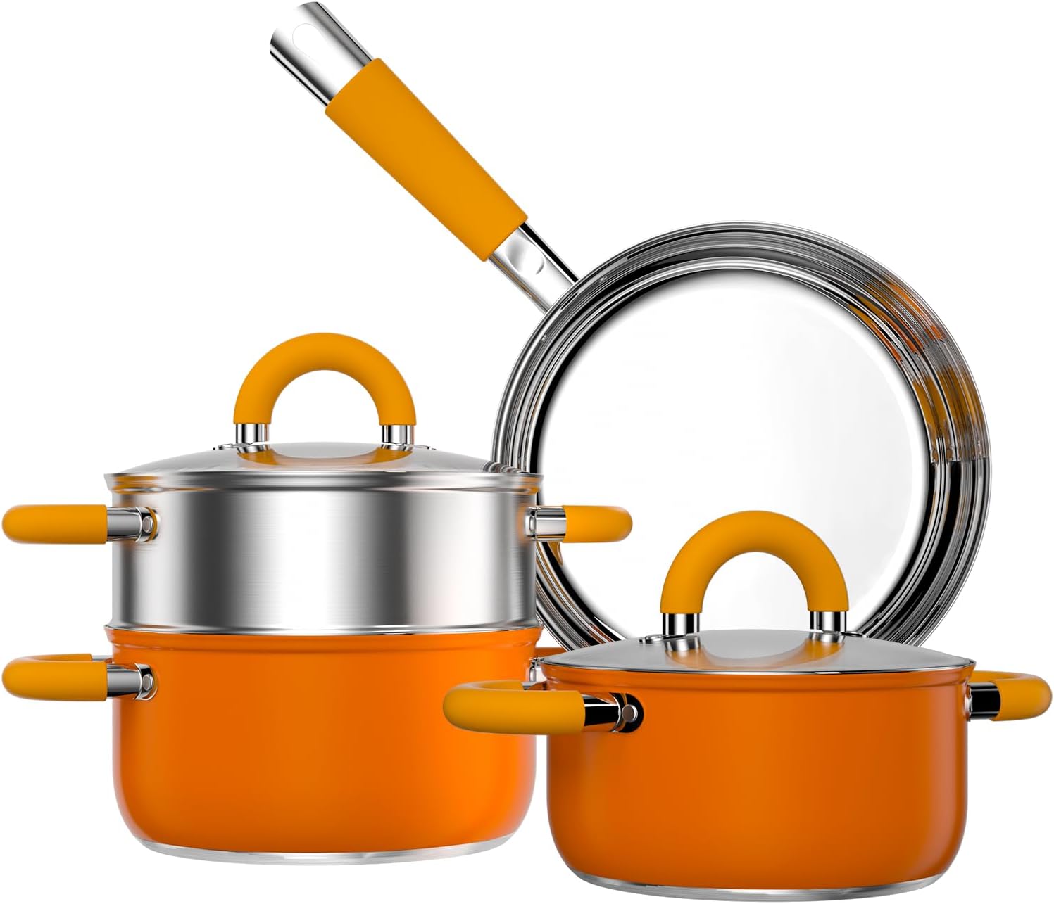 Stainless Steel Pots and Pans Set - 6 Piece Cookware Set