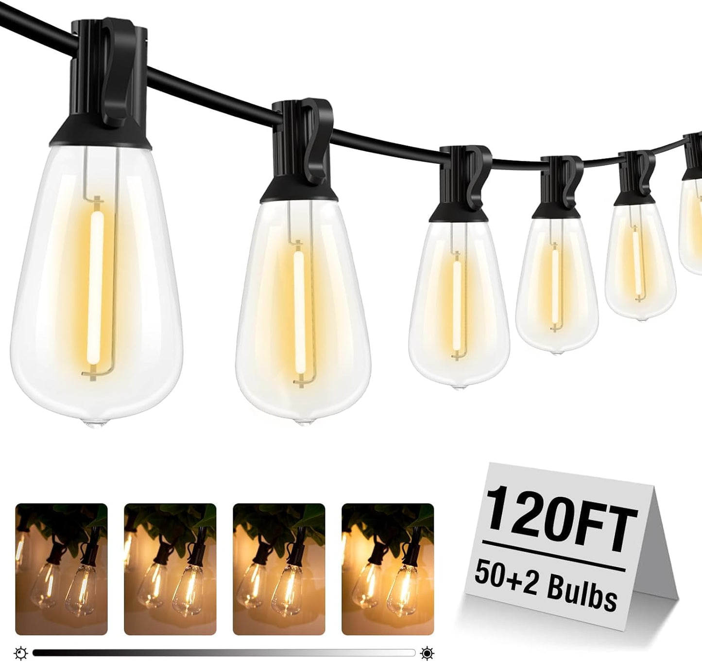 120FT LED Outdoor String Lights with Dimmer for Your Patio