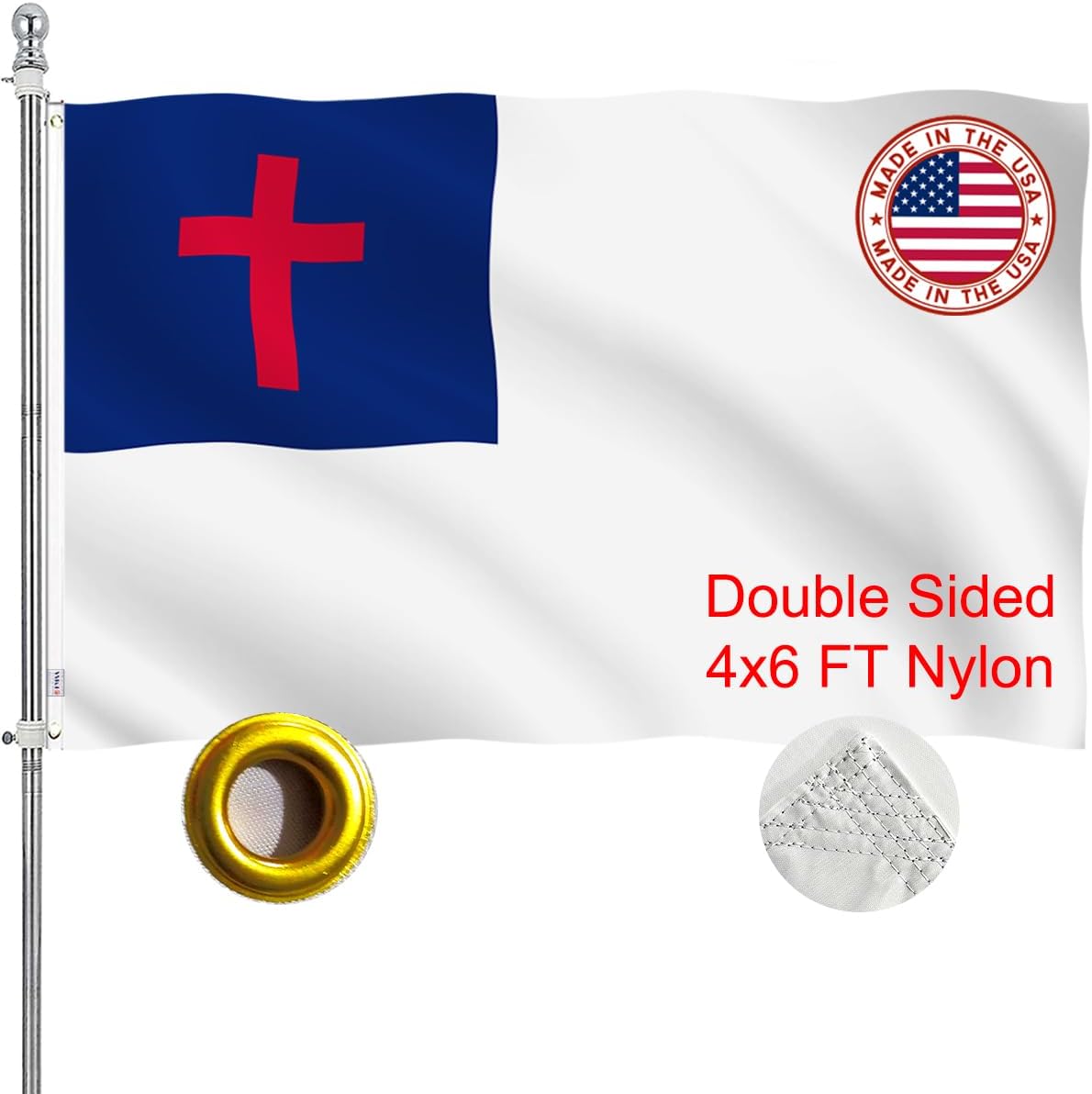 Christian Flag 4x6 Outdoor Heavy Duty Nylon Made in USA